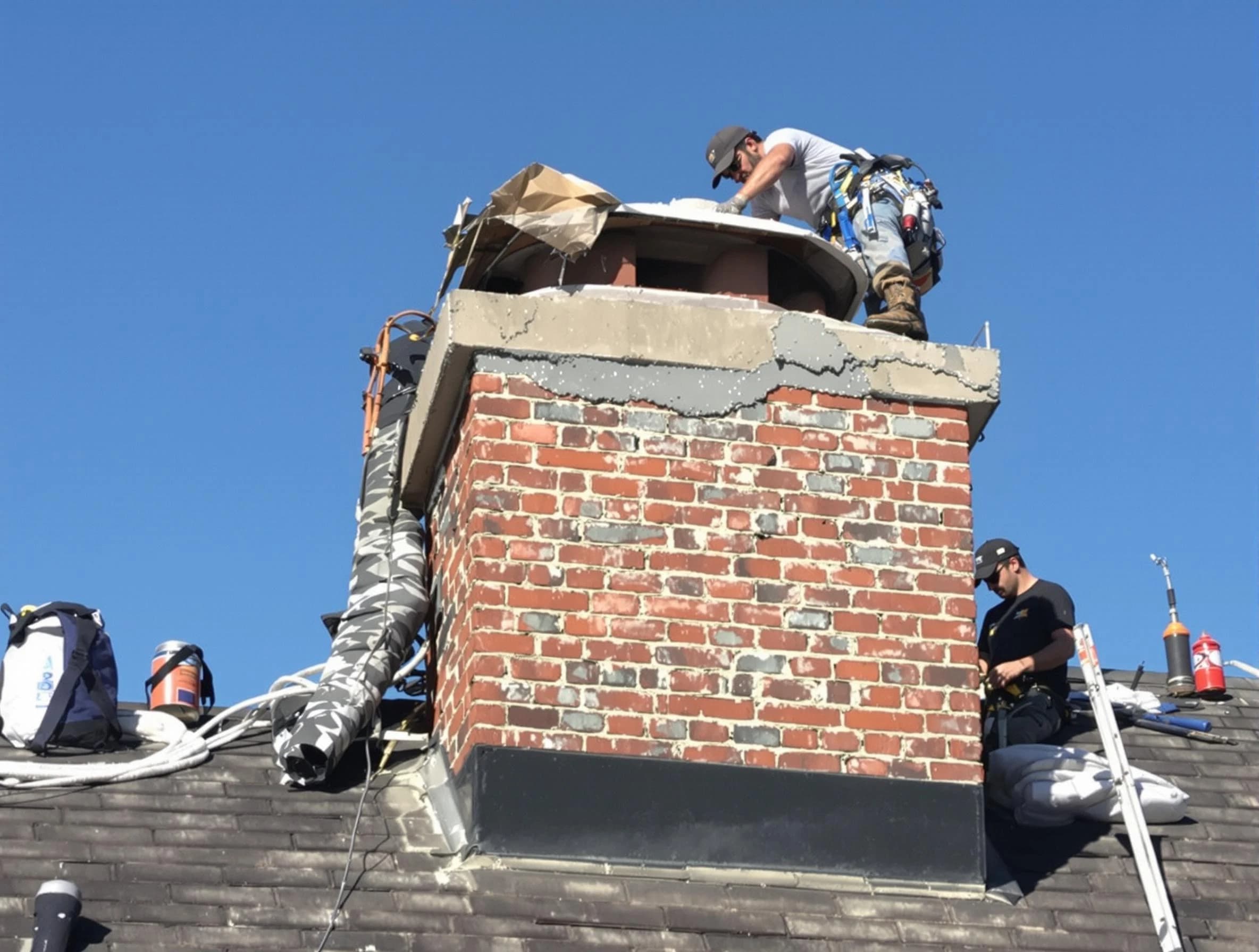 Millcreek Chimney Sweep installing a custom chimney crown in Millcreek, UT