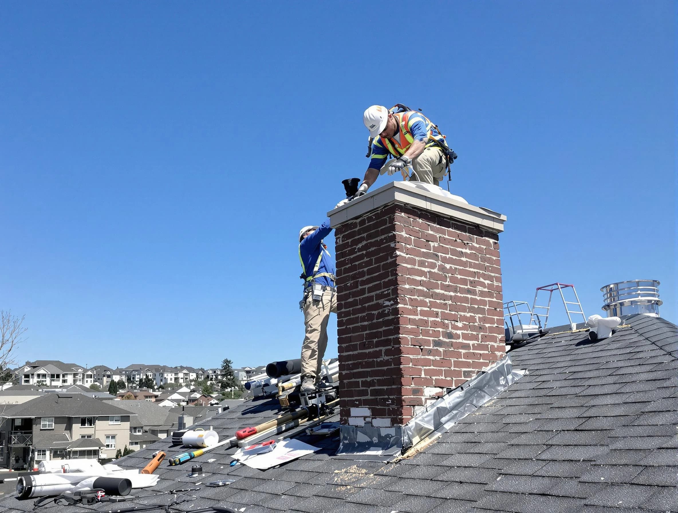 Millcreek Chimney Sweep repairing a chimney crown in Millcreek, UT