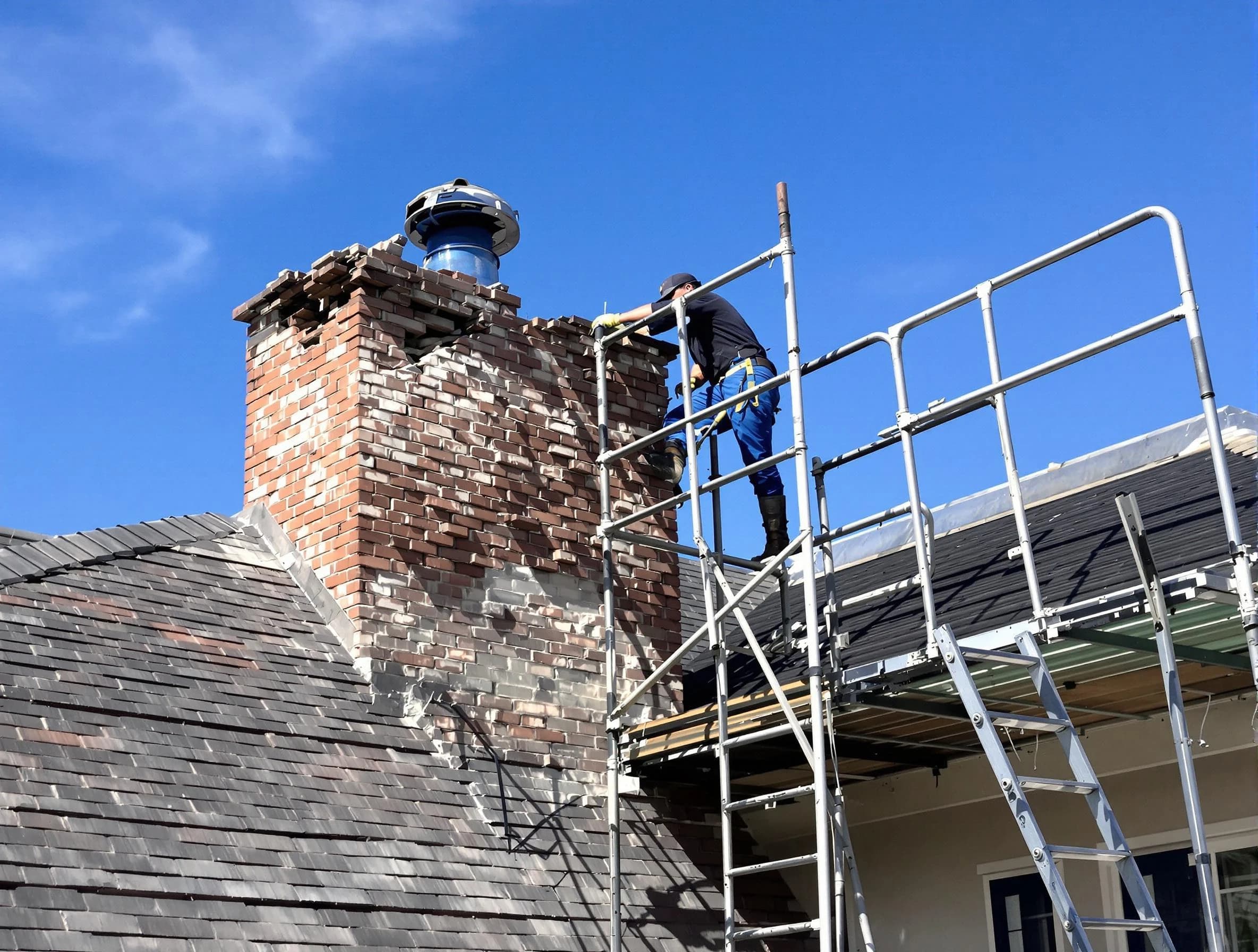 Rebuilding a chimney structure by Millcreek Chimney Sweep in Millcreek, UT