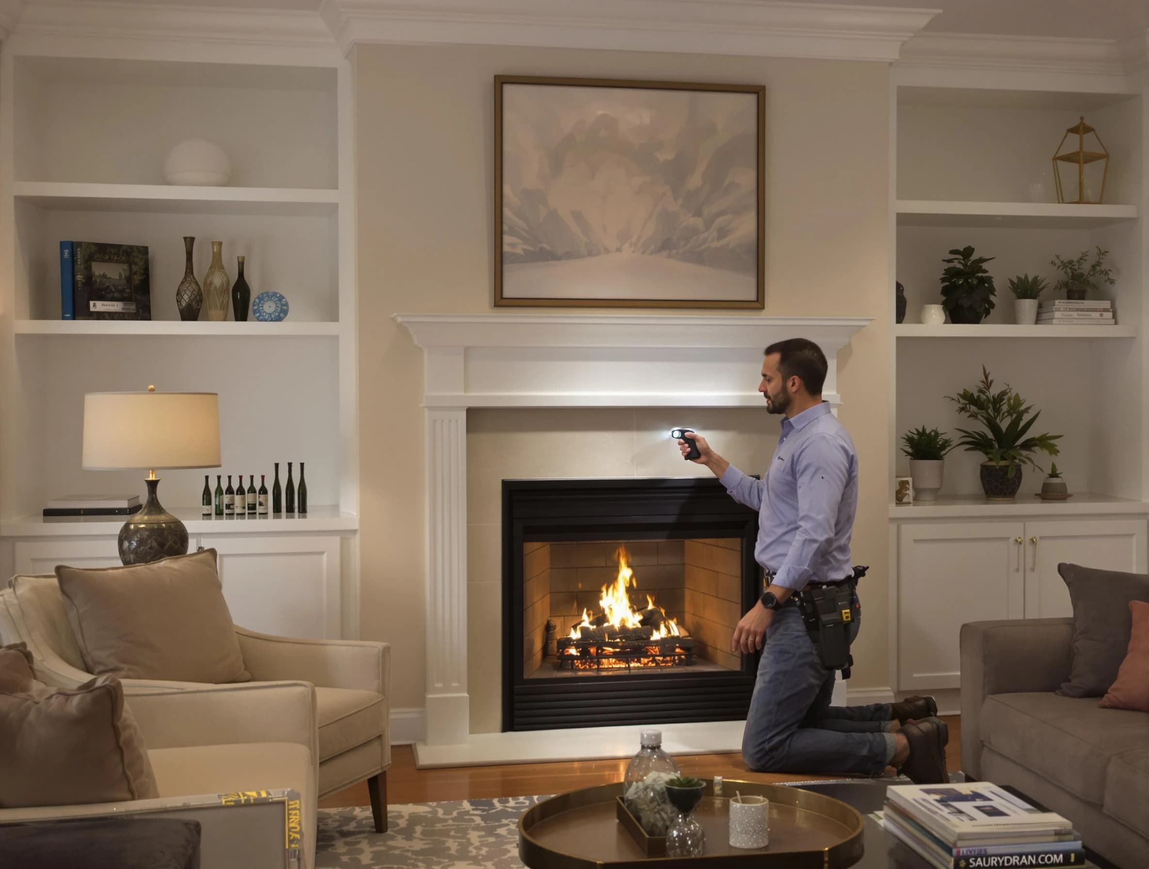 Millcreek Chimney Sweep conducting a fireplace safety inspection in Millcreek, UT