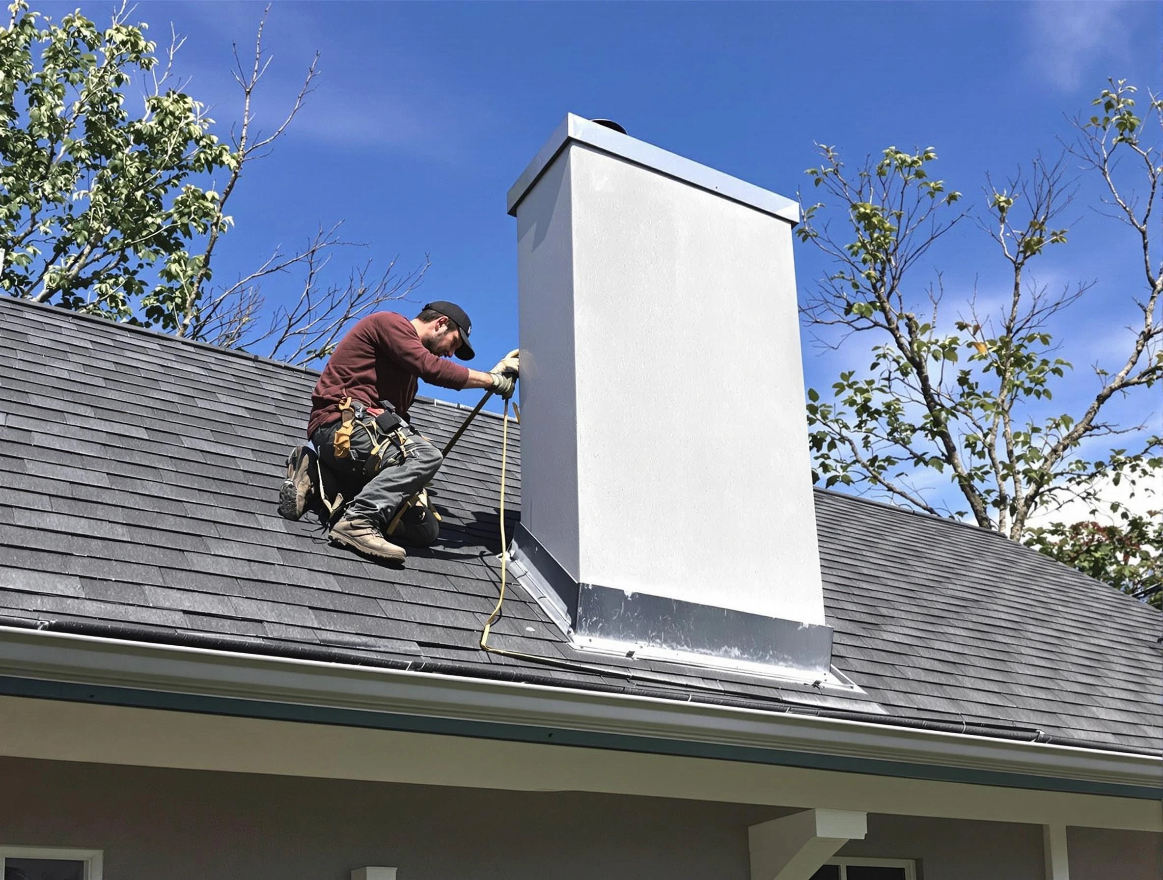 Millcreek Chimney Sweep team member finishing chimney construction in Millcreek, UT