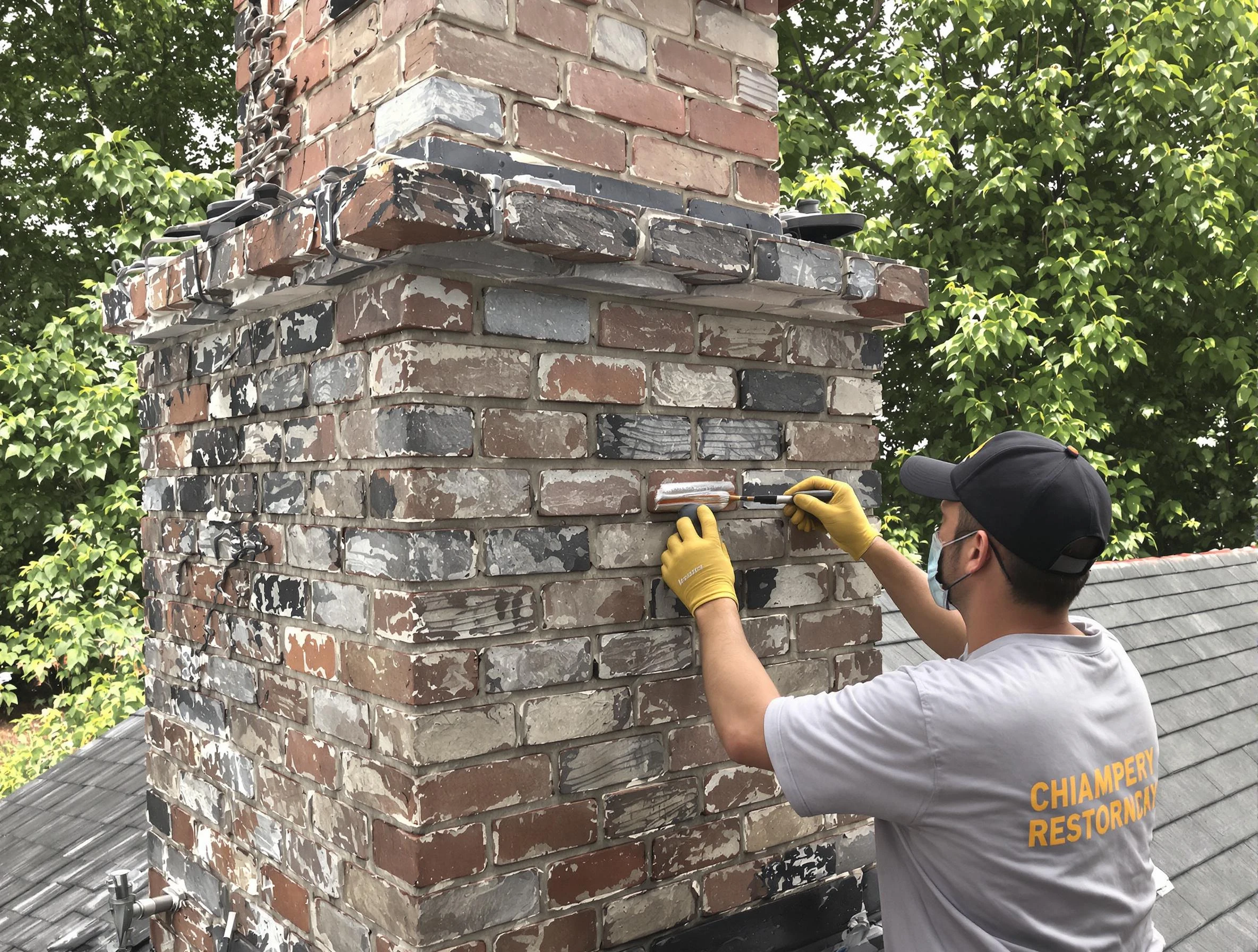 In-progress chimney restoration by Millcreek Chimney Sweep in Millcreek, UT